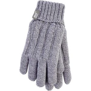 Heatholders, Superwarme Dames Kabel Handschoenen, Light Grey, Maat S/M