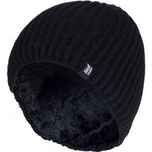 HEAT HOLDERS - Heren Heren Fleece Thermo Winter Gebreide Beanie Hoed (Een maat, Zwart)