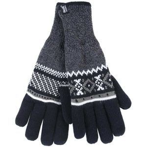 HEAT HOLDERS - Heren Heren Gestreepte Noorse Stijl Fleece Winter Warme Handschoenen (S/M, Zwart (Karlstad))