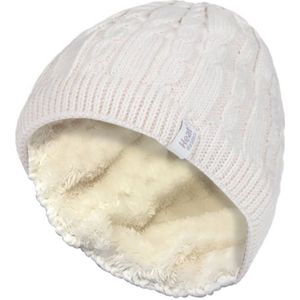 HEAT HOLDERS - Dames Winter Fleece Gevoerde Thermo Beanie Hoed (Een maat, Room)