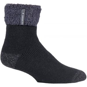 HEAT HOLDERS - Heren Warm Luxe Fleece Gevoerde Bedsokken (39-45 EU, Zwart (Olwen))