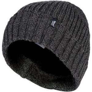 HEAT HOLDERS SOCKSHOP Heren hoed - 'Lawson' geribbelde effen thermische omzet hoed winter warm 1 pak één maat, Grijs (TOR), Eén Maat