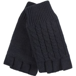 Heat Holders - Kabelgebreide dameshandschoen zonder vingers - Zwart