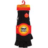 Heat Holders - Solide gebreide vingerloze dameshandschoenen - Zwart
