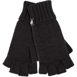 Heat Holders - Solide gebreide vingerloze dameshandschoenen - Zwart
