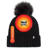 Heat Holders Dames Winter Bont Pom Pom Beanie Muts - Zwart