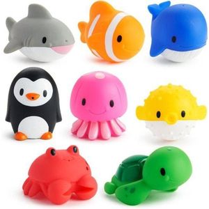 Munchkin Badspeelgoed Voor Baby's - Oceaanvormige Baddiertjes die Spuiten! - Badspuiters - Per 8 Stuks - Vanaf 9 Maanden
