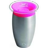 Munchkin Roestvrij stalen Miracle 360 leerbeker, leerbeker 360 voor baby's, lekvrije beker voor kinderen, BPA-vrij, vaatwasmachinebestendig, babyglas vanaf 12 maanden - 296 ml, roze