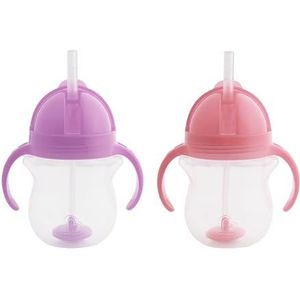 Munchkin Click Lock Tip and Sip Flexibele rietjesbeker, 207 ml, 2 stuks, paars / roze