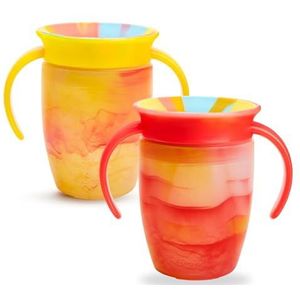 Munchkin Miracle 360 6+ maanden 7oz Baby Sippy Cups (2-pack), Free Flow Beaker voor peuters, trainerbeker, BPA-vrij, morsvrij, vaatwasmachineveilige baby waterfles met Easy-Grip handvatten.