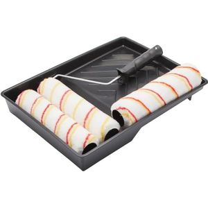 Fit For The Job 5 driedubbele verfrollers 225 mm voor verven met emulsieverf op muren en plafonds - vachtroller met gemiddelde poollengte voor gladde en semi-gladde oppervlakken, met frame en bak