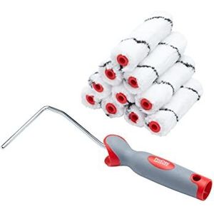 ProDec Advance 11 mini-rollen middelpolige microvezelverf met frame - 100 mm - voor een glad oppervlak bij het schilderen met emulsie en houtbeits op binnenmuren