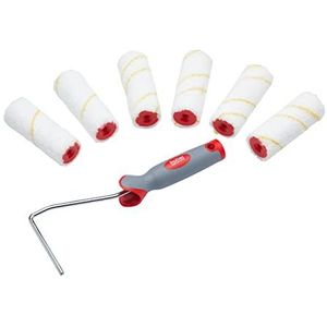 ProDec Advance 7-delige Jumbo Microvezel Mini Verfrollers met korte pool & Frame voor een gladde afwerking met emulsie, glans, satijn, vernis, houtbeits op binnenmuren, plafonds, hout, metaal, 4