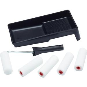 ProDec Contractor 7-delige Foam 4 inch Mini Paint Rollers, Frame en Tray Set voor het schilderen met glanzende en satijnen verf op plinten, vensterbanken, paneeldeuren, kasten, metaal en meer, 4