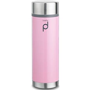 DrinkPod HW-350P Pioneer Flasks Dubbelwandige thermosfles van 18/10 roestvrij staal, roze, 350 ml, 0,35 l, 21 x 7 x 7 cm