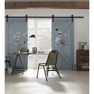 Henderson - Schuifdeurgarnituur - Rustic - Zwart - 2 Meter Rail