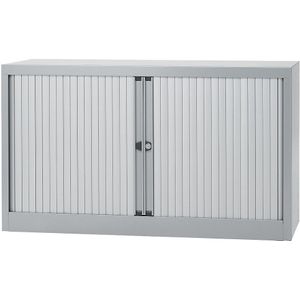 BISLEY Euro-roldeurkast, breedte 1200 mm, 1 legbord, lichtgrijs