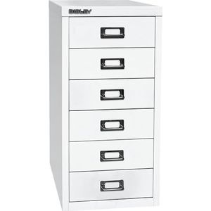 BISLEY MultiDrawer, 29-serie, DIN A4, 6 laden, metaal, 696 verkeerswit, 38 x 27,9 x 59 cm