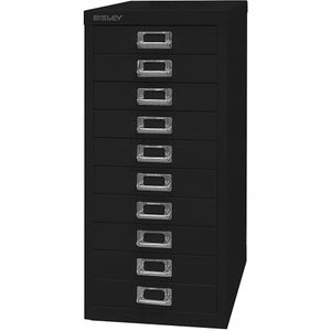 BISLEY MultiDrawer, 29-serie, DIN A4, 10 laden, metaal, 633 zwart, 38 x 27,9 x 59 cm