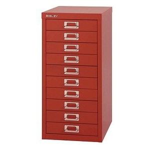 BISLEY MultiDrawer, 29-delige serie, DIN A4, 10 laden, metaal, 670 kardinaalrood, 38 x 27,9 x 59 cm