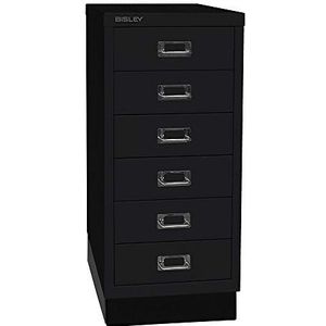 BISLEY MultiDrawer, 29-serie met sokkel, DIN A4, 6 laden, metaal, 633 zwart, 38 x 27,9 x 67 cm