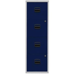 BISLEY Hangmappenkast PFA, 4 laden, lichtgrijs/oxfordblauw