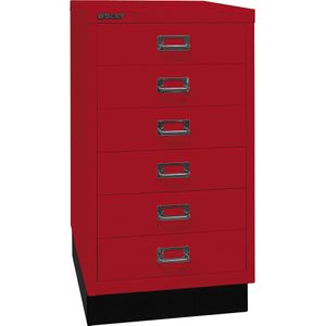 BISLEY MultiDrawer, 29-serie met sokkel, DIN A3, 6 laden, metaal, 670 kardinaalrood, 43,2 x 34,9 x 67 cm