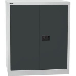 BISLEY UNIVERSAL vleugeldeurkast, h x b x d = 1000 x 914 x 400 mm, 1 legbord, 2 ordnerhoogtes, lichtgrijs/antraciet