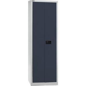 BISLEY UNIVERSAL vleugeldeurkast, h x b x d = 1950 x 600 x 400 mm, 4 legborden, 5 ordnerhoogtes, lichtgrijs/antraciet