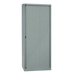 BISLEY Euro-roldeurkast, breedte 800 mm, 4 legborden, zilverkleurig