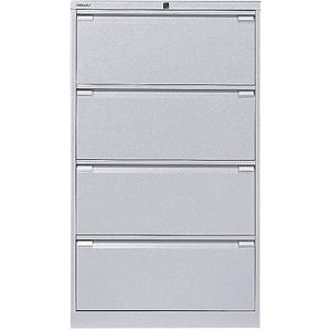 BISLEY Hangmappenkast, 2-baans, 4 laden, A4, blank aluminiumkleurig