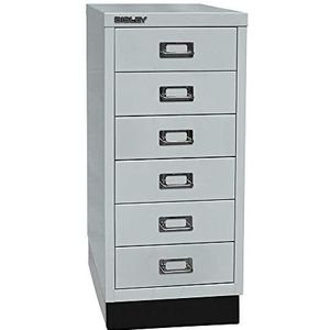 BISLEY MultiDrawer, 29-serie met sokkel, DIN A4, 6 laden, metaal, 645 lichtgrijs, 38 x 27,9 x 67 cm