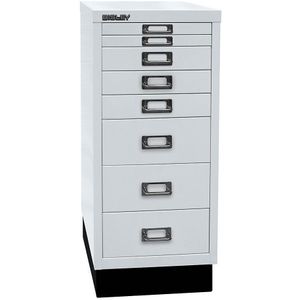 BISLEY MultiDrawer, 29-serie met sokkel, DIN A4, 8 laden, metaal, 645 lichtgrijs, 38 x 27,9 x 67 cm