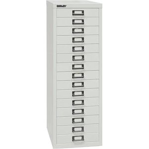 BISLEY MultiDrawer, 39-serie, DIN A4, 15 laden, metaal, 645 lichtgrijs, 38 x 27,9 x 86 cm