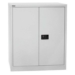 BISLEY UNIVERSAL vleugeldeurkast, h x b x d = 1000 x 914 x 400 mm, 1 verzinkt legbord, 2 ordnerhoogtes, lichtgrijs