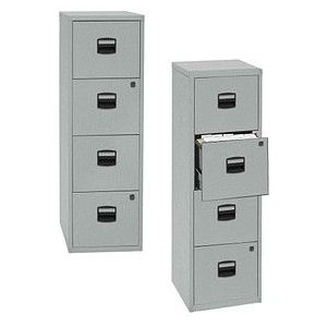 BISLEY Home PFA 4 Hängeregistraturschrank silber 4 Schubladen 41,3 x 40,0 x 132,1 cm