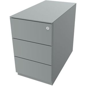 BISLEY Verrijdbaar ladeblok Note™, met 3 universele laden, h x b x d = 502 x 300 x 565 mm, met greeplijst en top, zilverkleurig