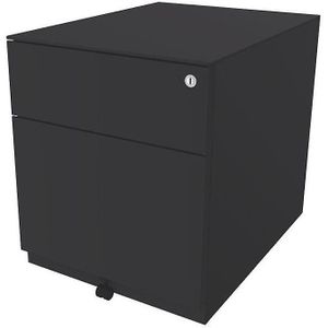 BISLEY Verrijdbaar ladeblok Note™, met 1 hangmappenlade, 1 universele lade, h x b x d = 502 x 420 x 565 mm, met greeplijst en top, antracietgrijs