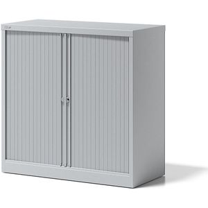 BISLEY Roldeurkast ESSENTIALS, h x b x d = 1000 x 1000 x 470 mm, 1 legbord, lichtgrijs