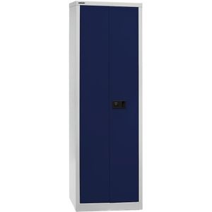 BISLEY UNIVERSAL vleugeldeurkast, h x b x d = 1950 x 600 x 400 mm, 4 legborden, 5 ordnerhoogtes, lichtgrijs/oxfordblauw