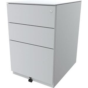 BISLEY Verrijdbaar ladeblok Note™, met 2 universele laden, 1 hangmappenlade, h x b x d = 652 x 420 x 565 mm, met top, verkeerswit