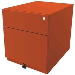 BISLEY Verrijdbaar ladeblok Note™, met 1 hangmappenlade, 1 universele lade, h x b x d = 495 x 420 x 565 mm, met greeplijst, oranje