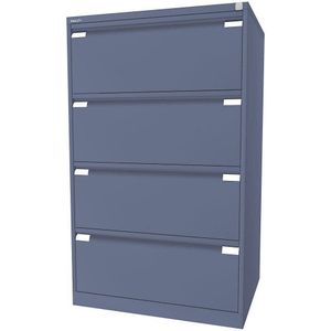 BISLEY Hangmappenkast, 2-baans, 4 laden, A4, blauw