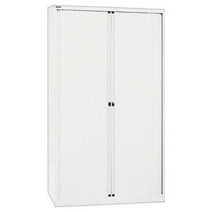 BISLEY Euro-roldeurkast, breedte 1200 mm, 4 legborden, verkeerswit