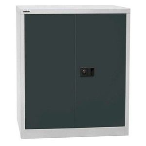 BISLEY UNIVERSAL vleugeldeurkast, h x b x d = 1000 x 914 x 400 mm, 1 verzinkt legbord, 2 ordnerhoogtes, lichtgrijs/antraciet