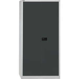 BISLEY UNIVERSAL vleugeldeurkast, h x b x d = 1950 x 914 x 500 mm, 4 verzinkte legborden, 5 ordnerhoogtes, lichtgrijs/antraciet
