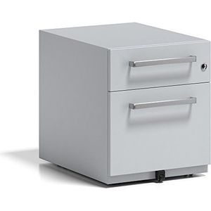 BISLEY rolcontainer Note met handvat, 1 universele lade, 1 HR-lade 56.5 x 42 x 49.5 cm 645 lichtgrijs