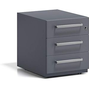 BISLEY rolcontainer Note met handgreep, 3 universele schuifladen 56.5 x 42 x 49.5 cm 634, antracietgrijs