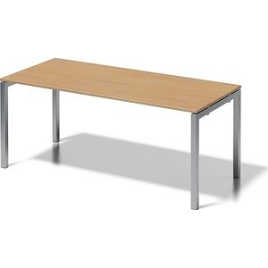 BISLEY Bureautafel CITO, U-onderstel, h x b x d = 740 x 1800 x 800 mm, onderstel zilverkleurig, blad beukenhout