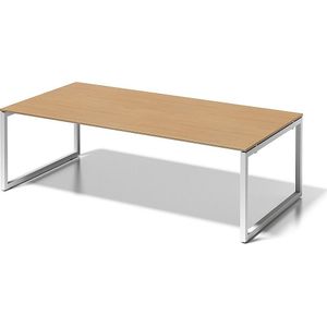 BISLEY Bureautafel CITO, O-onderstel, h x b x d = 740 x 2400 x 1200 mm, onderstel wit, blad beukenhout